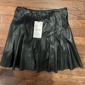 Zara, Black Leather Skirt, Size XS, New With Tags